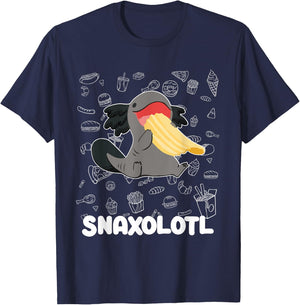 Cute Axolotl Lover Snaxolotl Kawaii Axolotl Food Sweets T-Shirt - T-Shirt | Navy