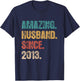 12th Wedding Anniversary Amazing Husband Since 2013 T-Shirt - T-Shirt | Navy