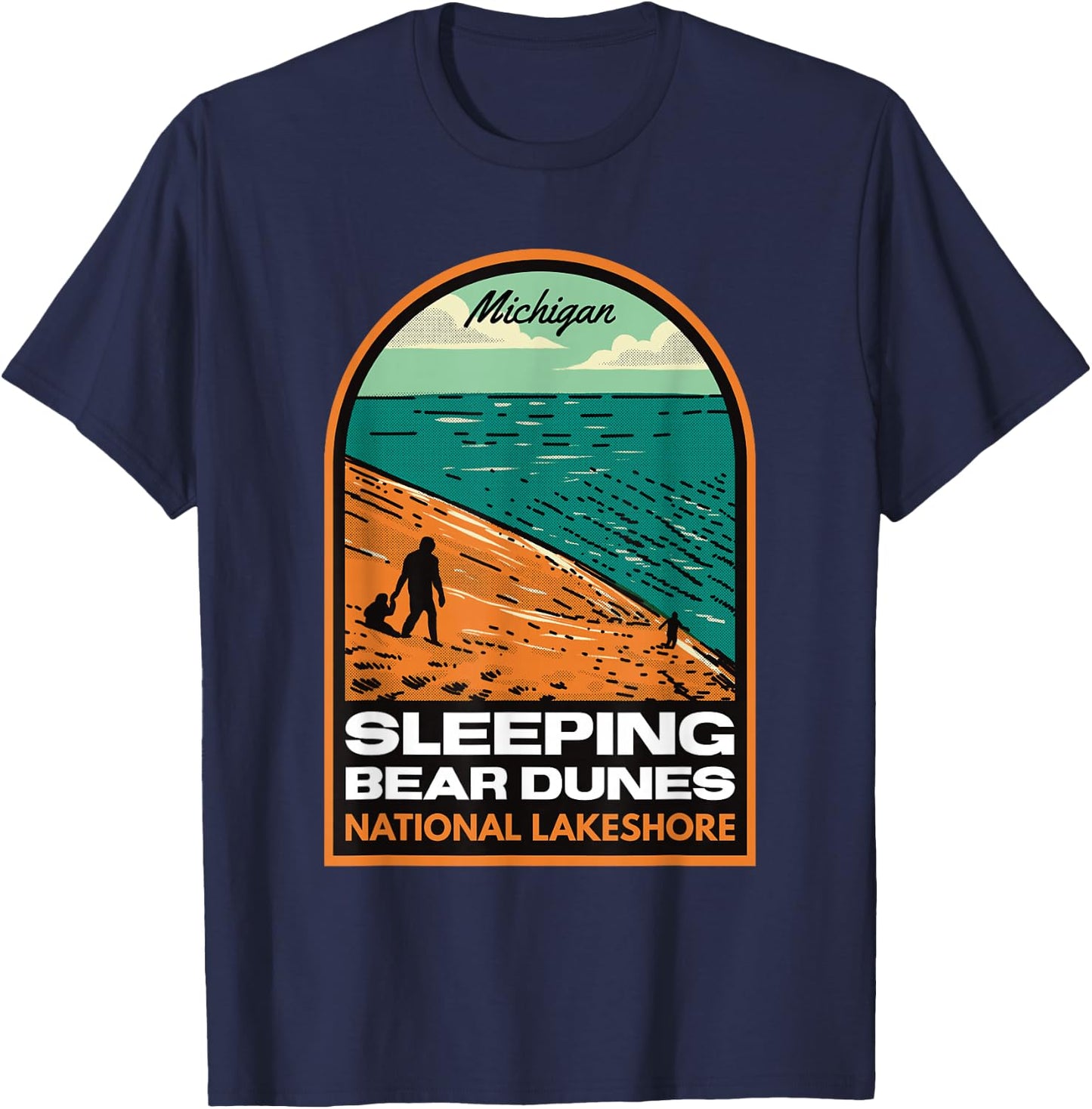 Sleeping Bear Dunes National Lakeshore Michigan Vintage T-Shirt - T-Shirt | Navy