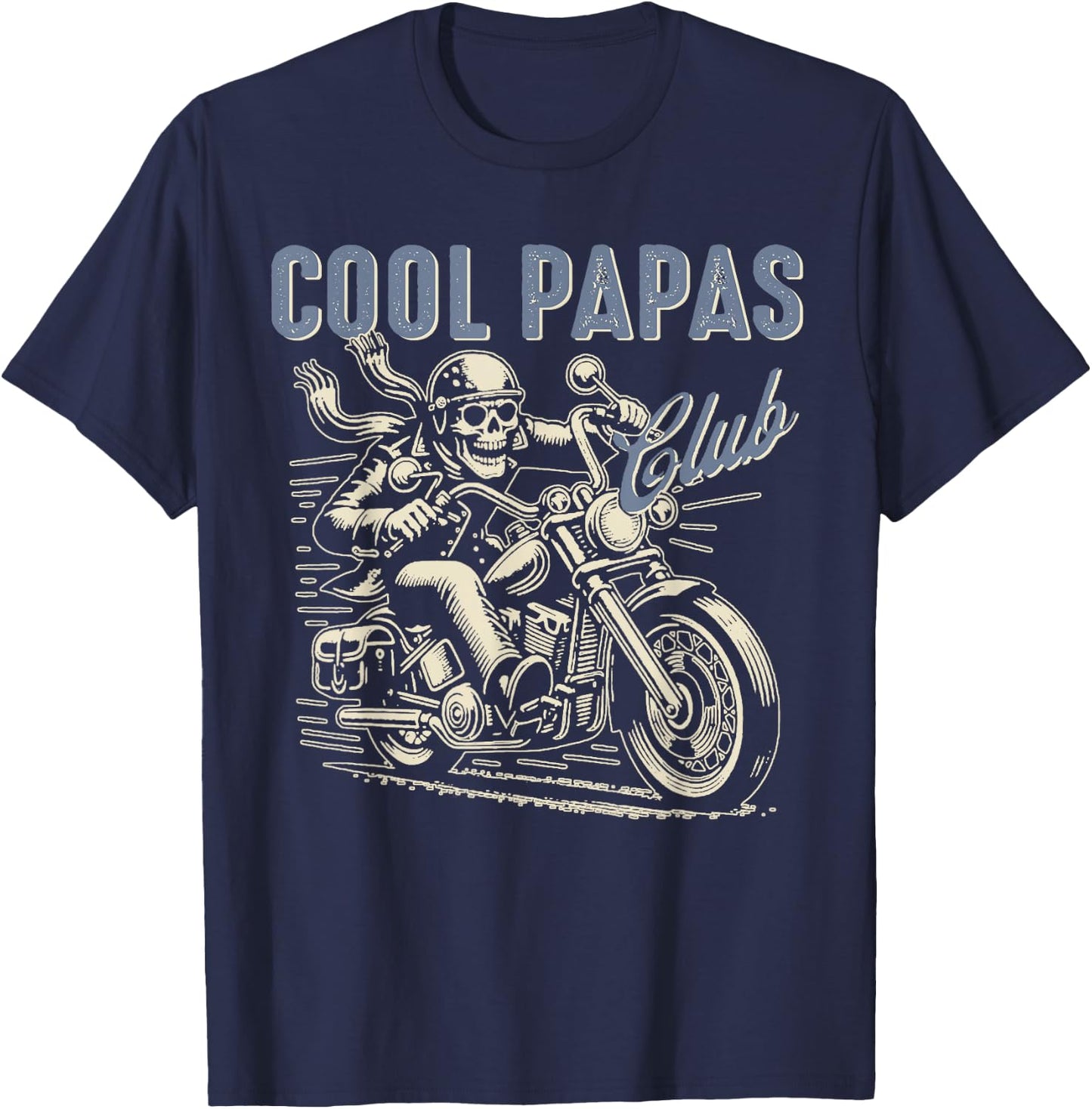 Cool Papas Club Biker Papas Retro Papa Riding Motorcycle T-Shirt - T-Shirt | Navy