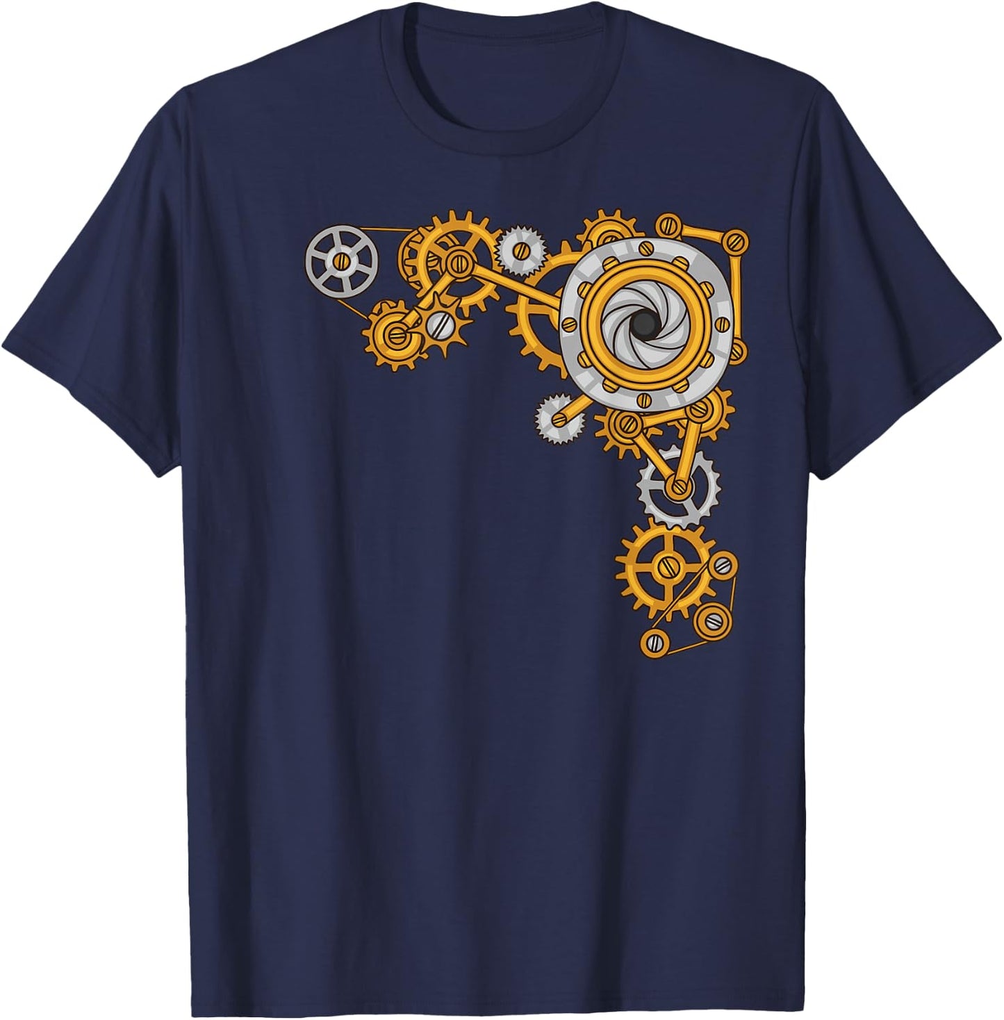 Steampunk Collage of Gears Mechanical Industrial T-Shirt - T-Shirt | Navy