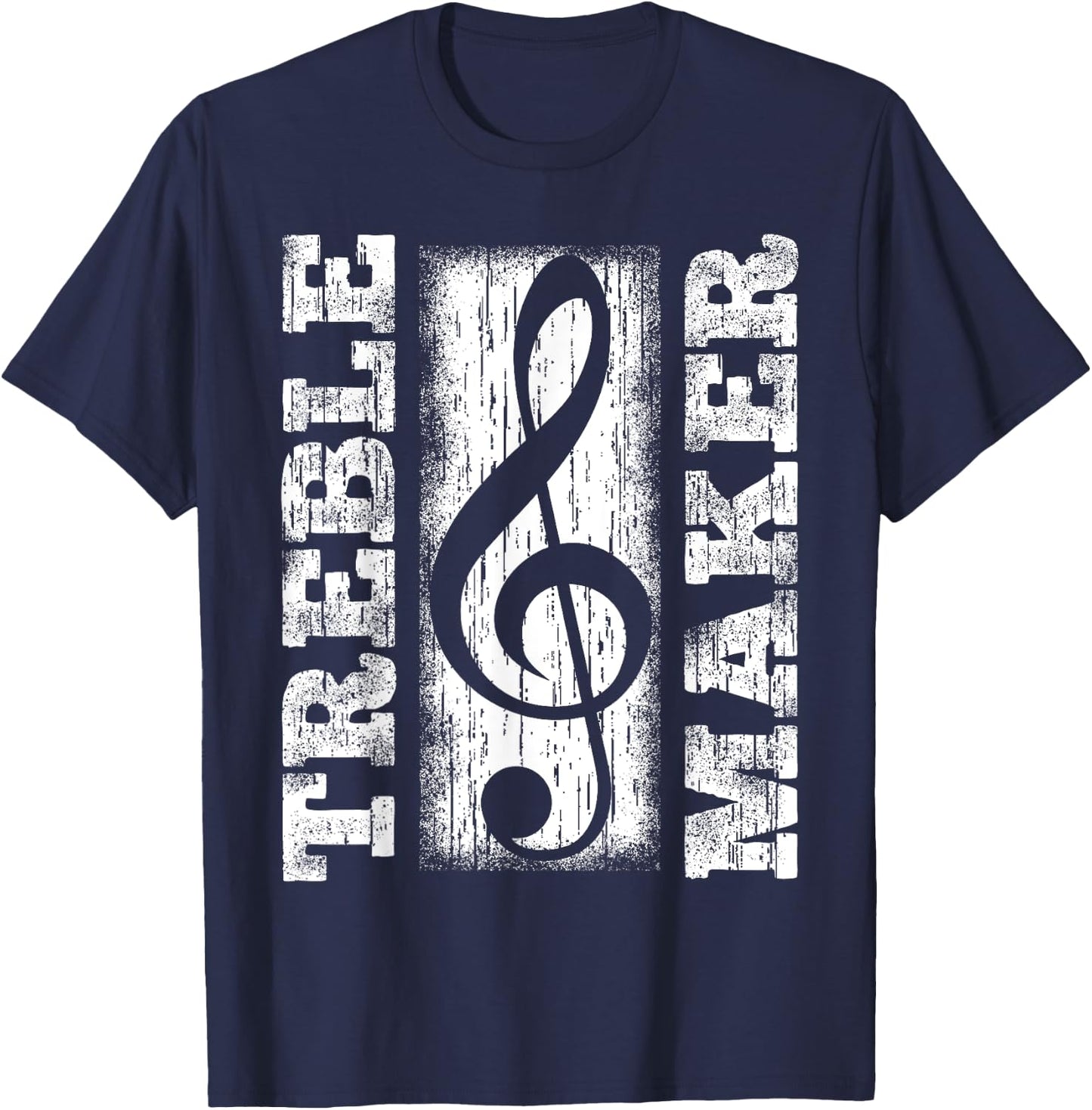Treble Maker - Funny Distressed Treble Clef Graphic T-Shirt - T-Shirt | Navy