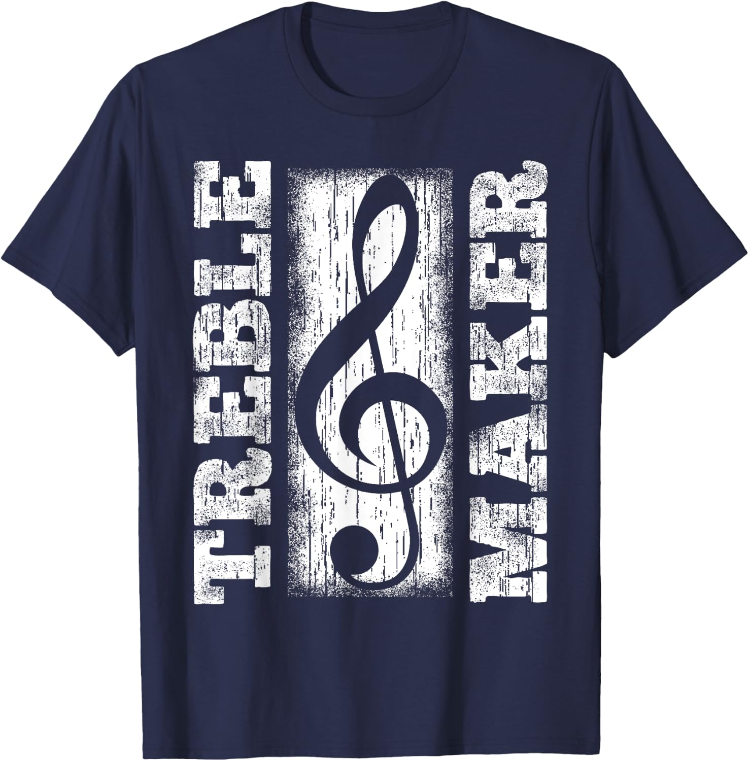 Treble Maker - Funny Distressed Treble Clef Graphic T-Shirt - T-Shirt | Navy