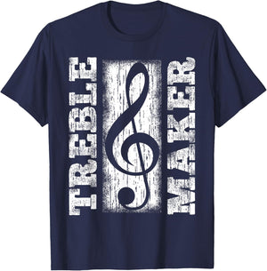 Treble Maker - Funny Distressed Treble Clef Graphic T-Shirt - T-Shirt | Navy