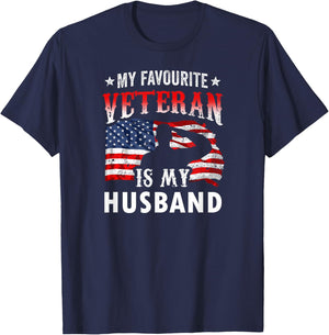 My Favorite Veteran Is My Husband Veteran's Day Veterans T-Shirt - T-Shirt | Navy