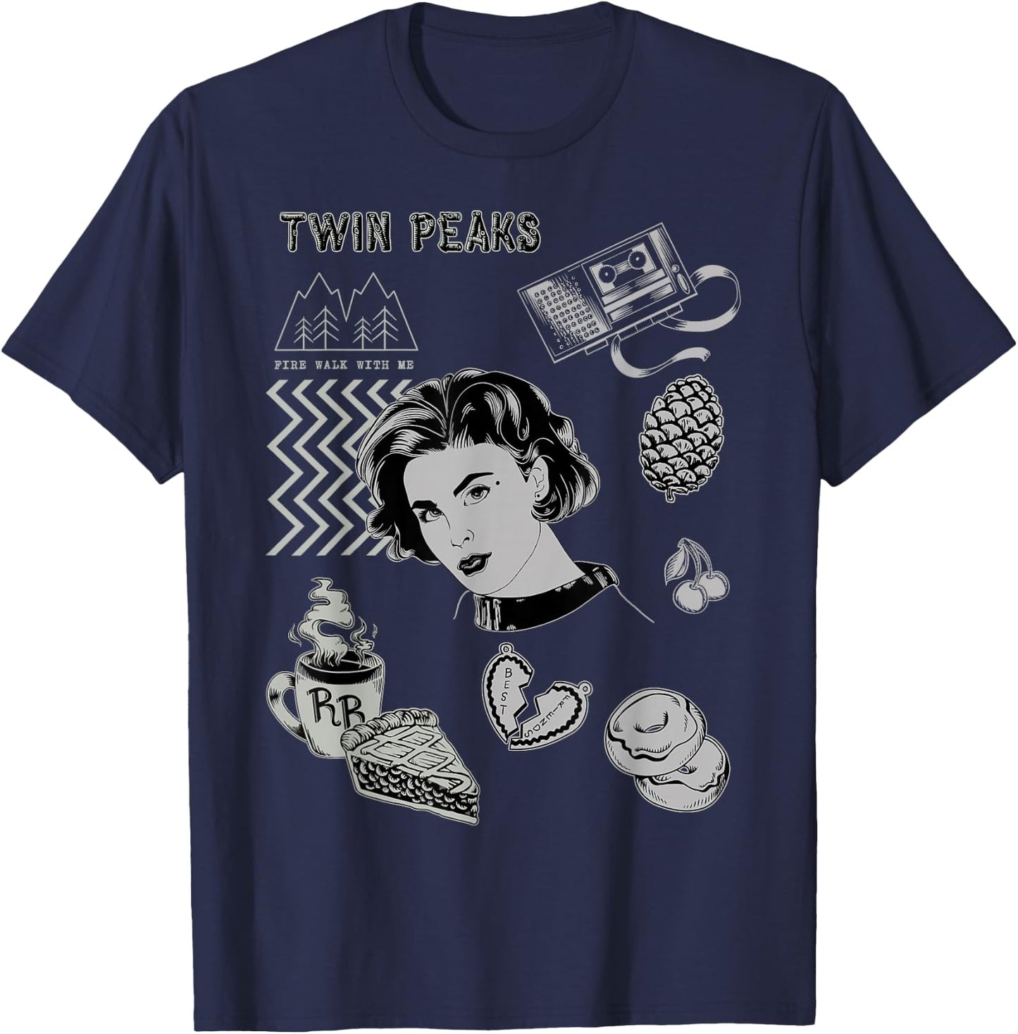 Twin Peaks Symbolism Patch Graphic T-Shirt - T-Shirt | Navy