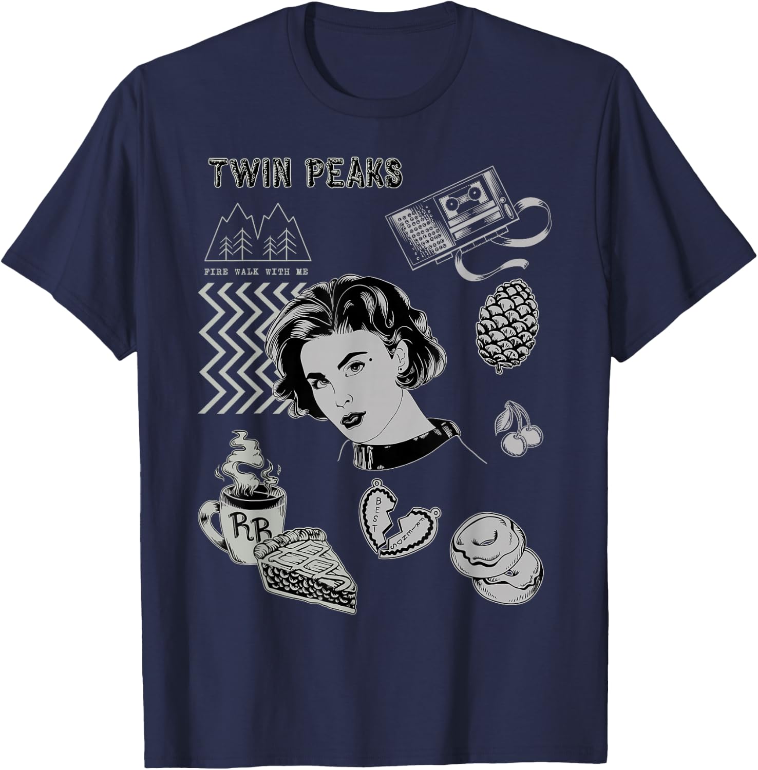 Twin Peaks Symbolism Patch Graphic T-Shirt - T-Shirt | Navy