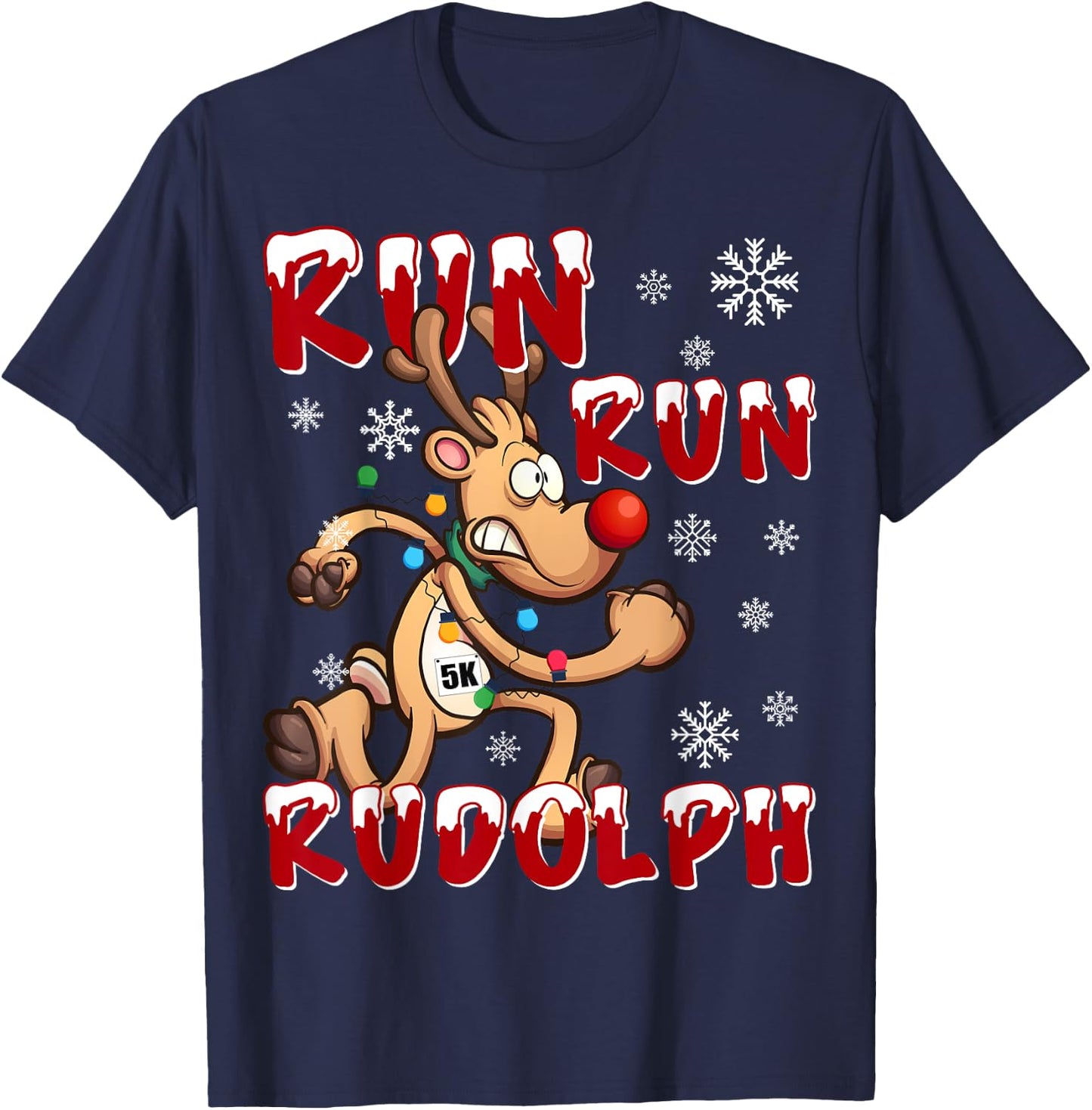 Rudolph 5K Run Christmas Holiday Team Running T-Shirt - T-Shirt | Navy