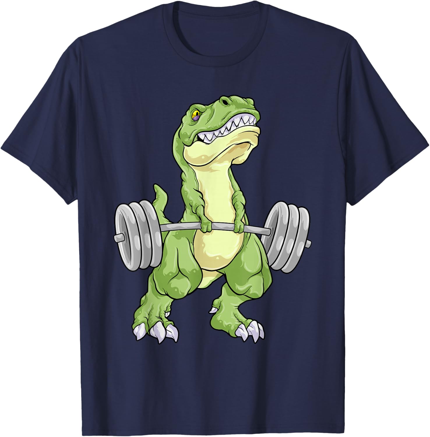 Dinosaur Gym Weightlifting T-Rex Fitness Workout Deadlift T-Shirt - T-Shirt | Navy