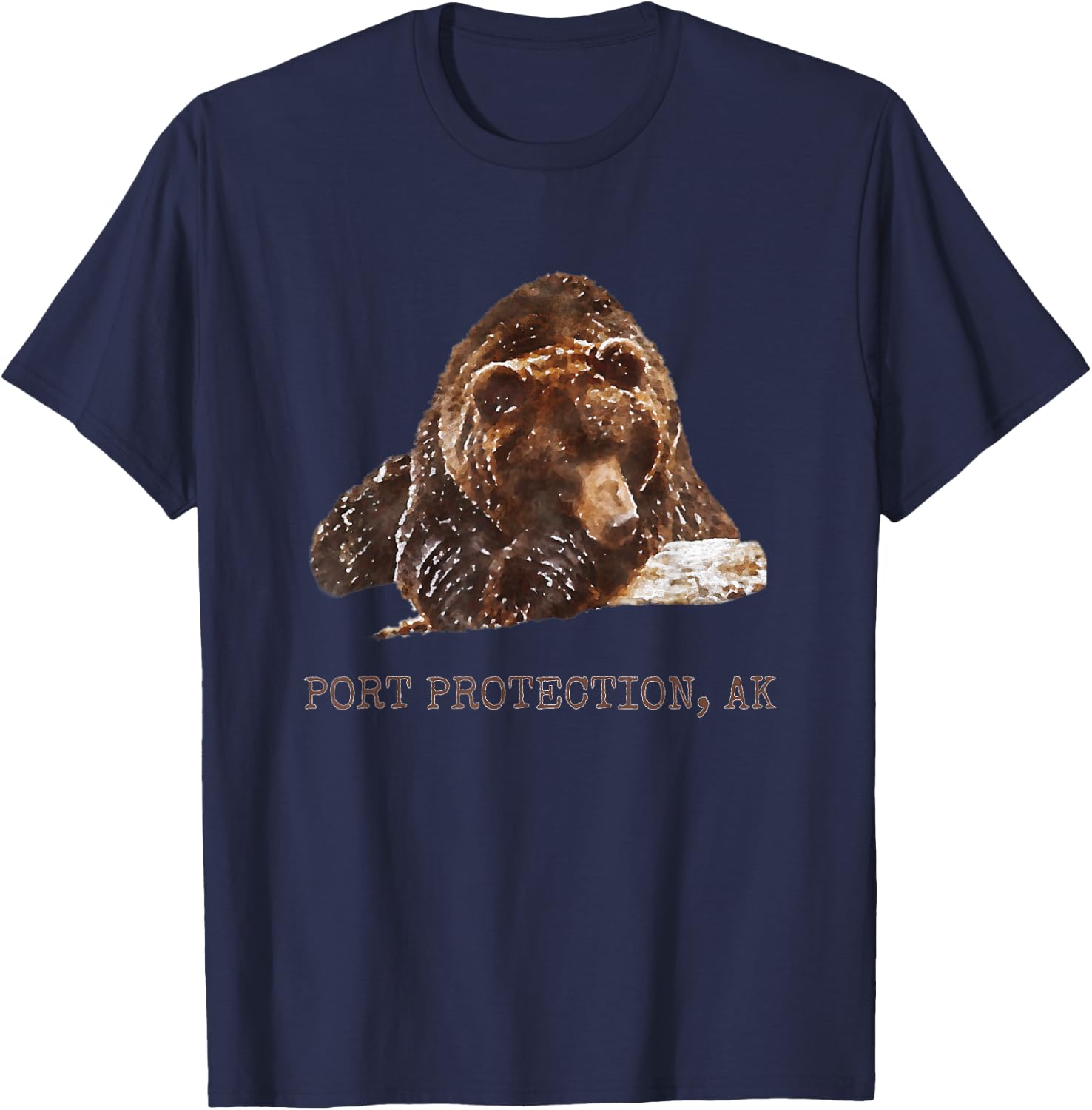 Port Protection Brown Grizzly Bear In Snow Alaska Pacific NW T-Shirt - T-Shirt | Navy