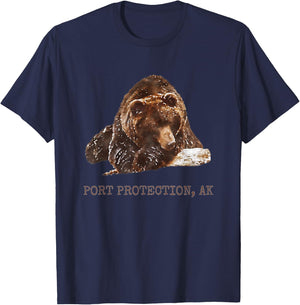 Port Protection Brown Grizzly Bear In Snow Alaska Pacific NW T-Shirt - T-Shirt | Navy