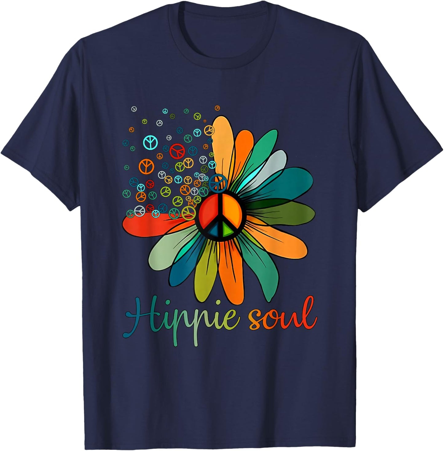 Daisy Peace Sign Hippie Soul Flower Lovers Gifts T-Shirt - T-Shirt | Navy