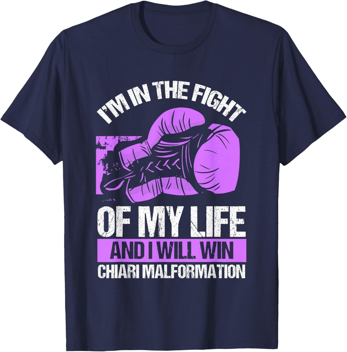 Chiari Malformation Awareness Win Survivor Purple Ribbon T-Shirt - T-Shirt | Navy