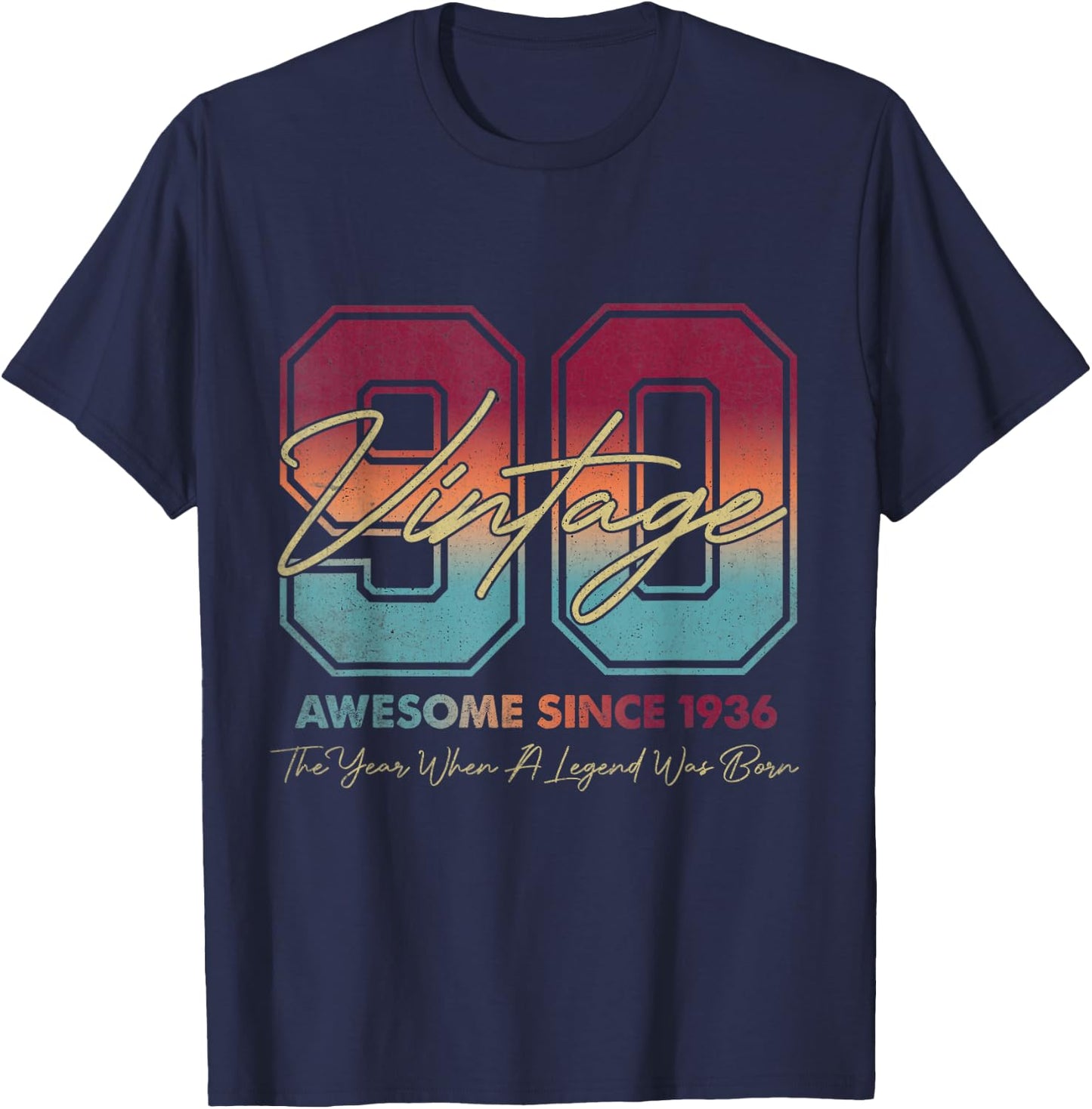 Vintage 90th Birthday Since 1936 Limited Edition 90 Year Old T-Shirt - T-Shirt | Navy