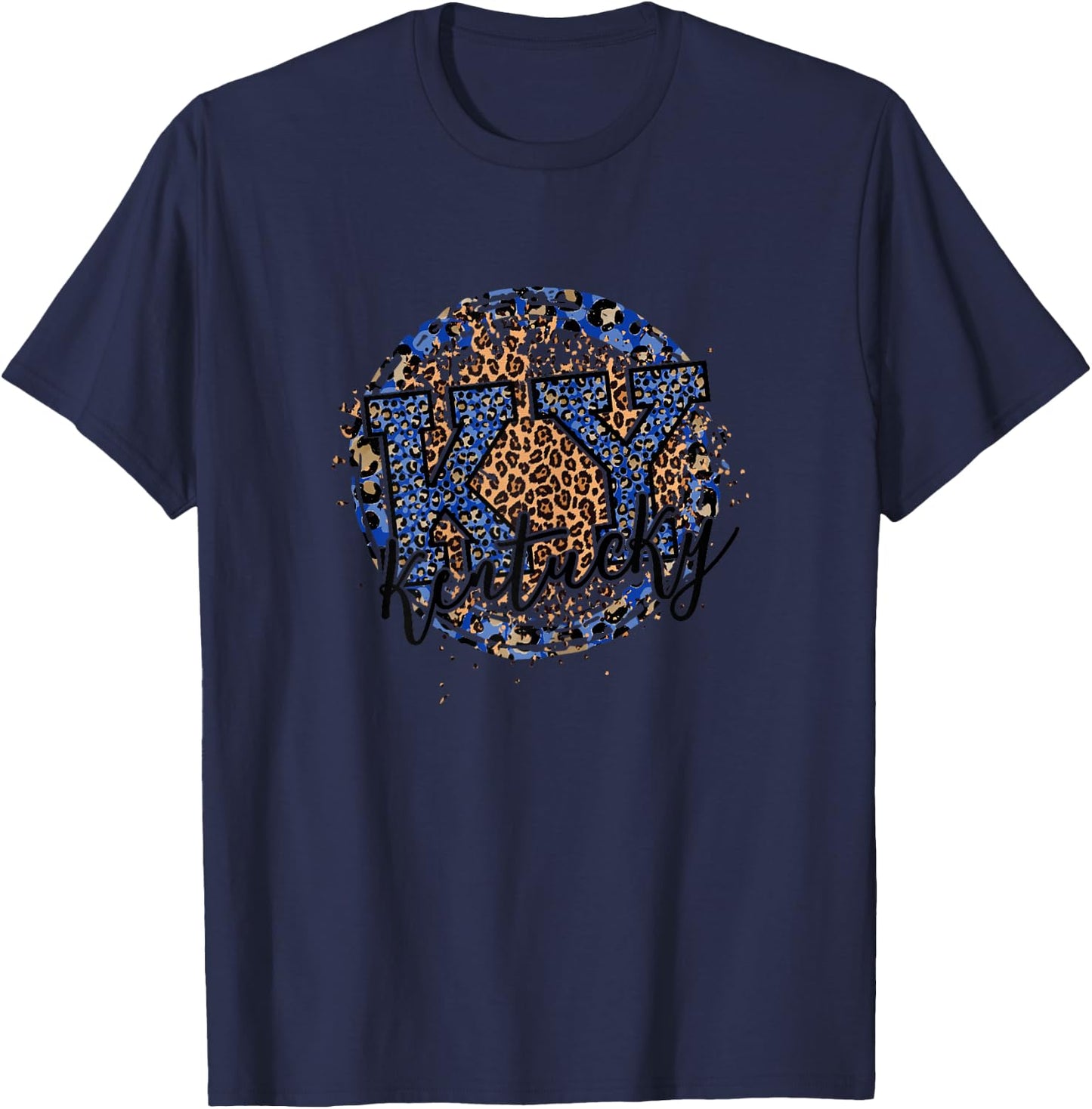 Kentucky Leopard Print KY Pride Kentucky Girl Cute State T-Shirt - T-Shirt | Navy