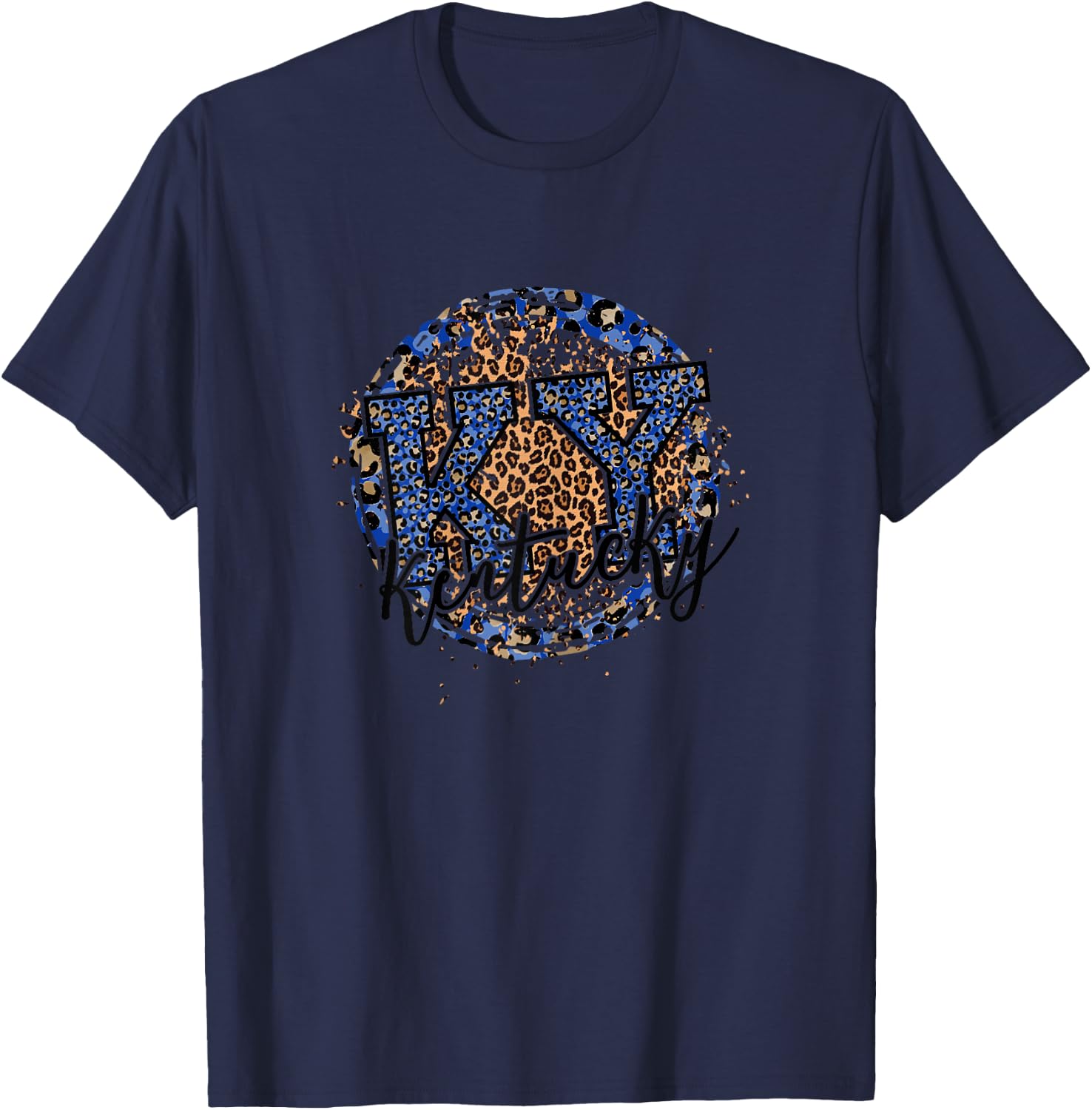 Kentucky Leopard Print KY Pride Kentucky Girl Cute State T-Shirt - T-Shirt | Navy