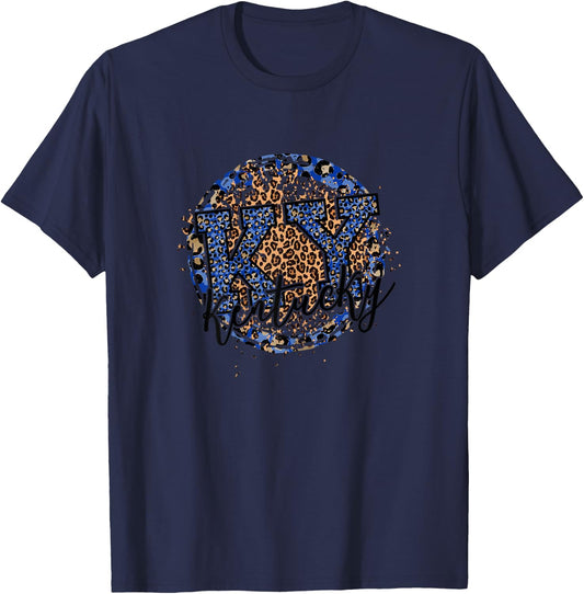 Kentucky Leopard Print KY Pride Kentucky Girl Cute State T-Shirt - T-Shirt | Navy