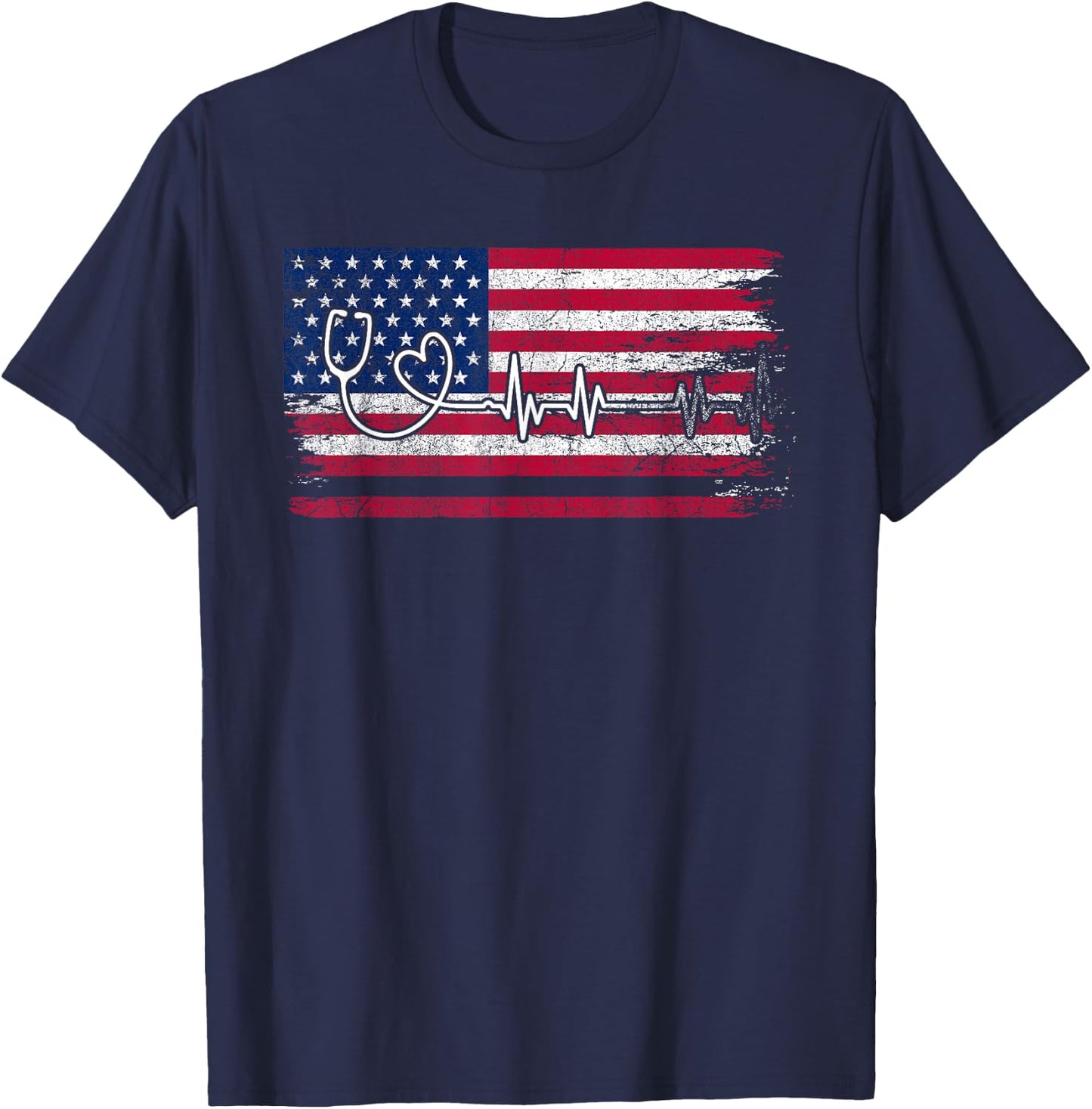 American Flag Nurse T-Shirt - T-Shirt | Navy