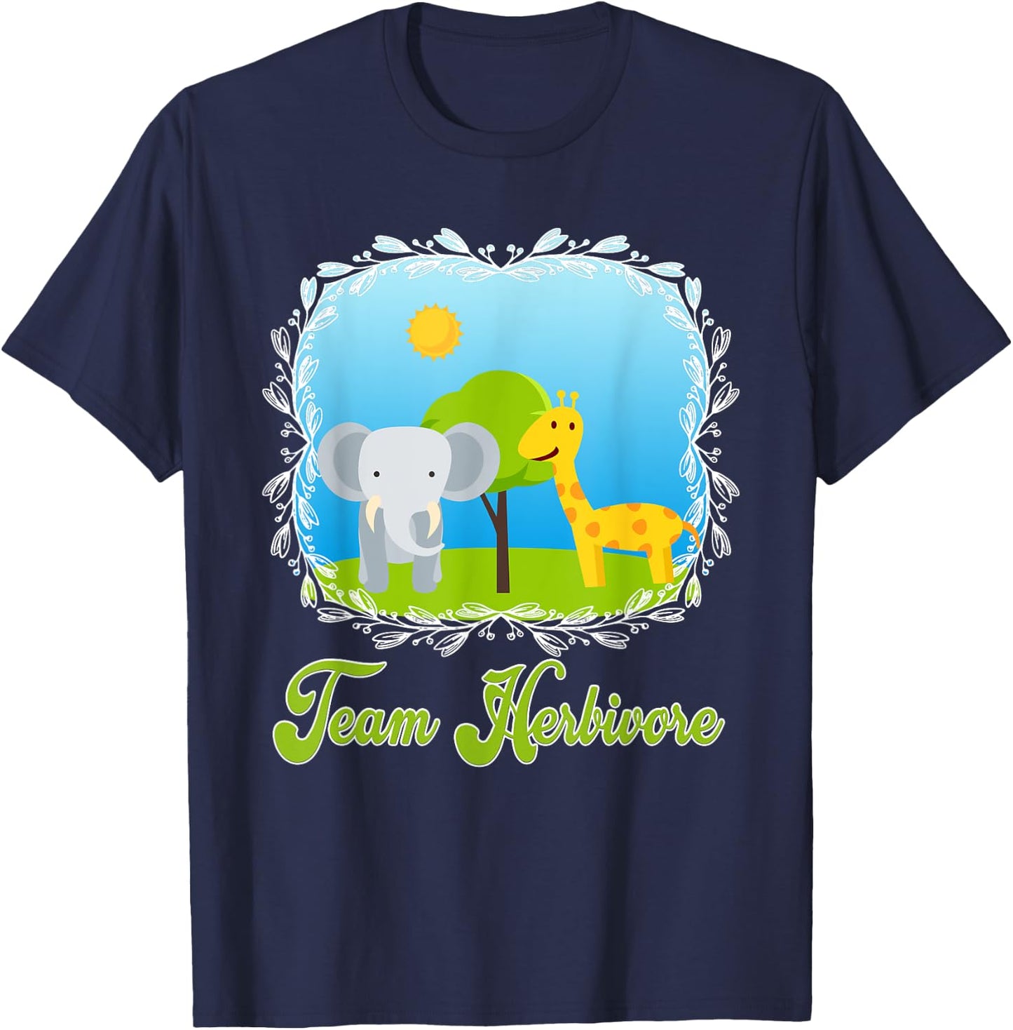 Team Herbivore Cute Animals Vegan Vegetarian Diet T-Shirt - T-Shirt | Navy