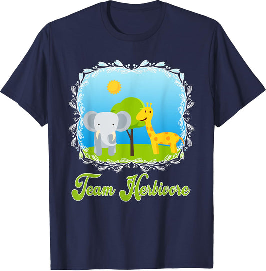 Team Herbivore Cute Animals Vegan Vegetarian Diet T-Shirt - T-Shirt | Navy