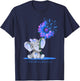 CHILD ABUSE AWARENESS Cute Elephant Sunflower Light Blue T-Shirt - T-Shirt | Navy