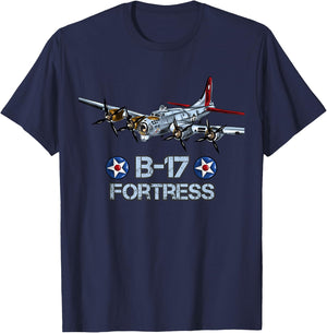American WW2 Aircraft B-17 Flying Fortress T-Shirt - T-Shirt | Navy