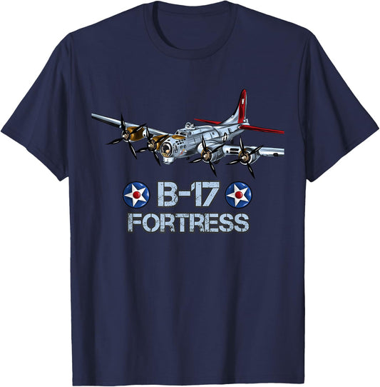 American WW2 Aircraft B-17 Flying Fortress T-Shirt - T-Shirt | Navy