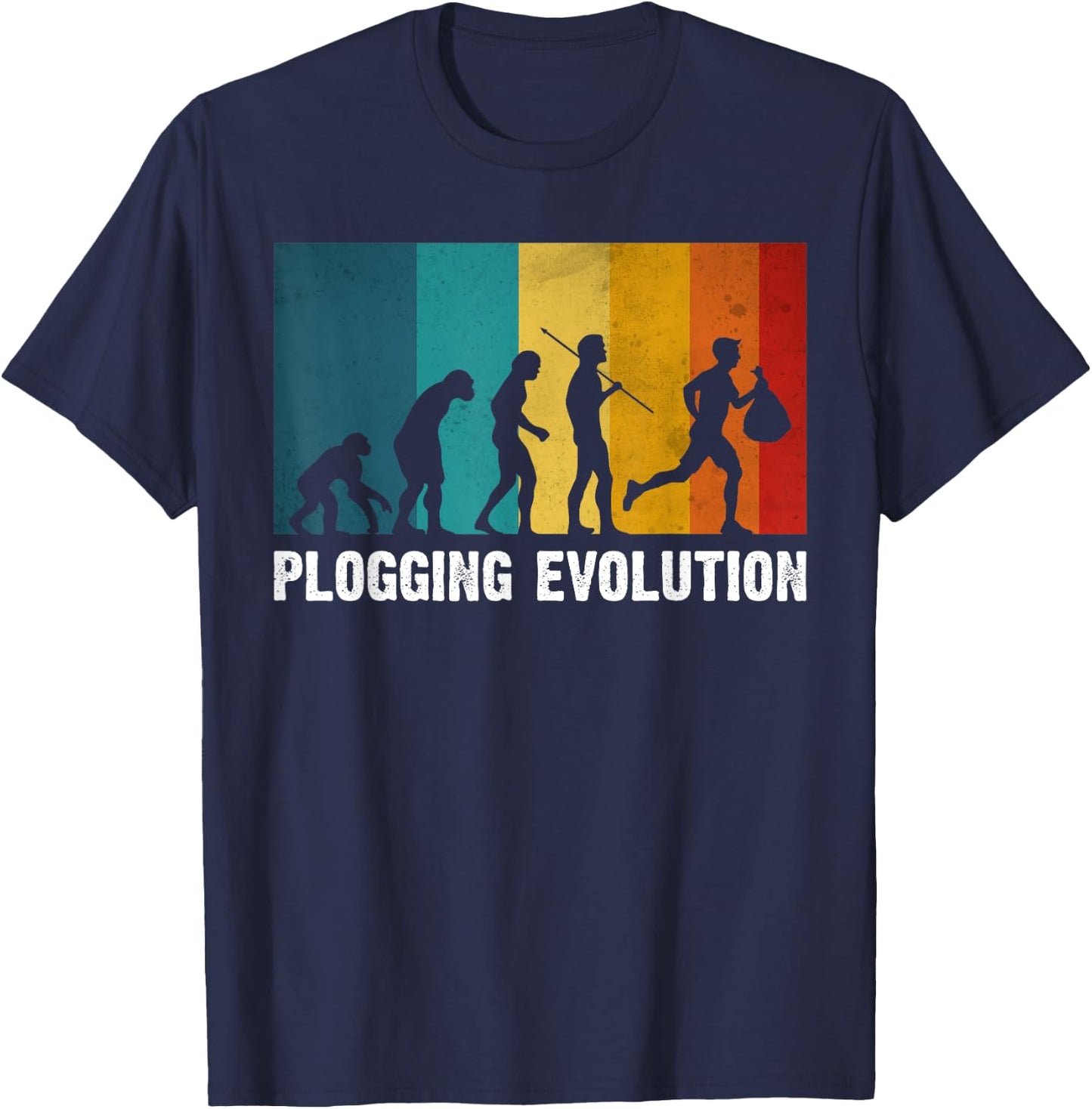 Plogging Evolutuion Funny T-Shirt - T-Shirt | Navy
