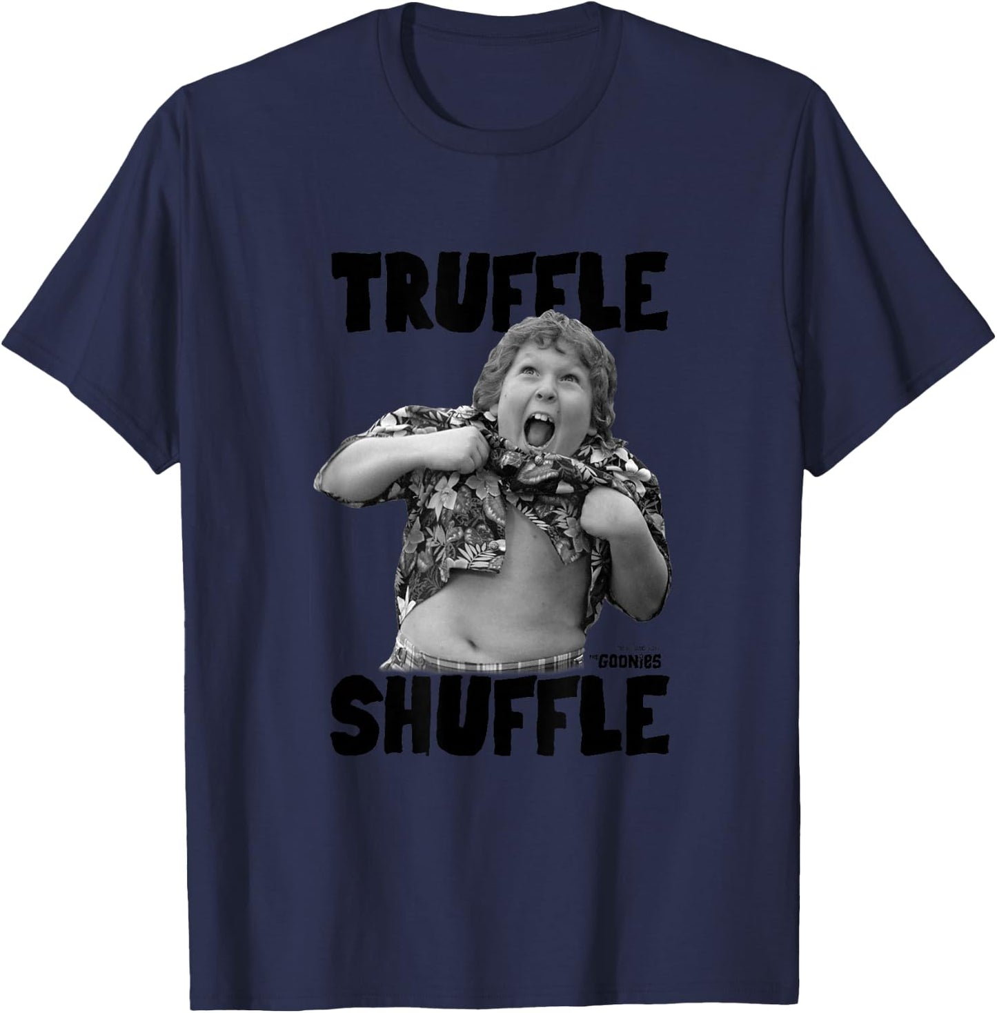 The Goonies Black and White Truffle Shuffle Photo Movie T-Shirt - T-Shirt | Navy