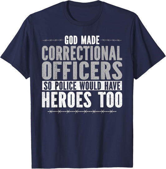 Correctional Officer Police Vintage God Made Correctional T-Shirt - T-Shirt | Navy