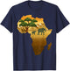 African Savannah Safari Wild Animals Africa Map T-Shirt - T-Shirt | Navy