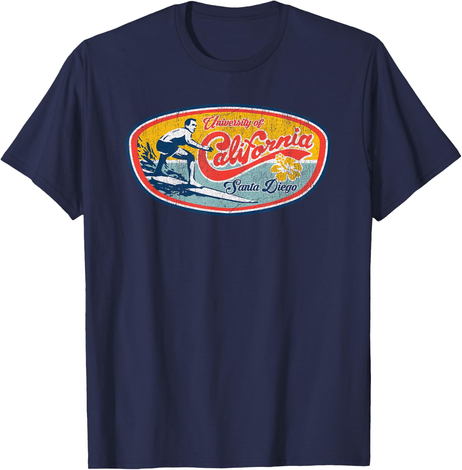 Vintage Retro Surf Style UCSD T-Shirt - T-Shirt | Navy