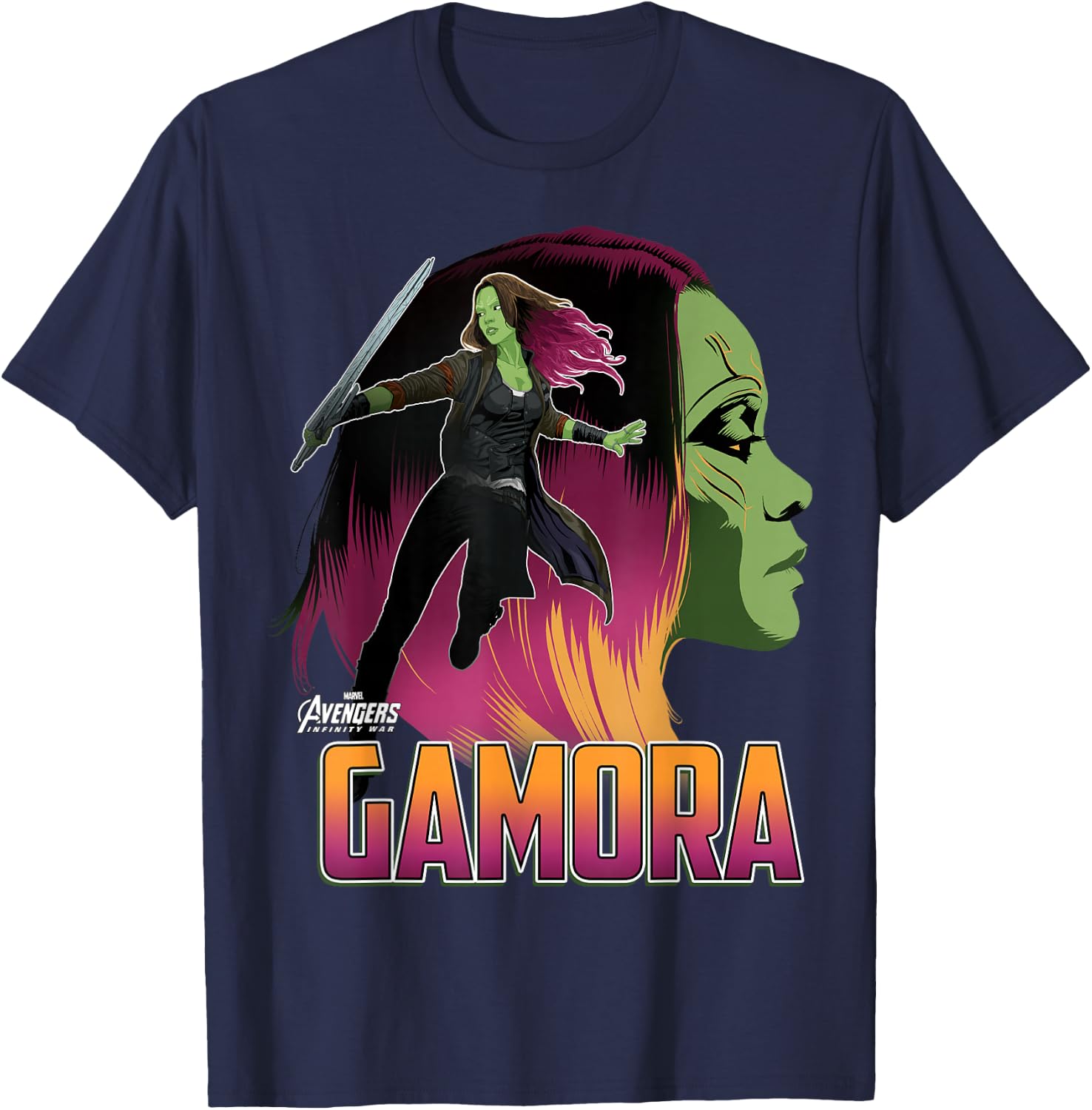 Marvel Infinity War Gamora Head Profile Graphic T-Shirt - T-Shirt | Navy