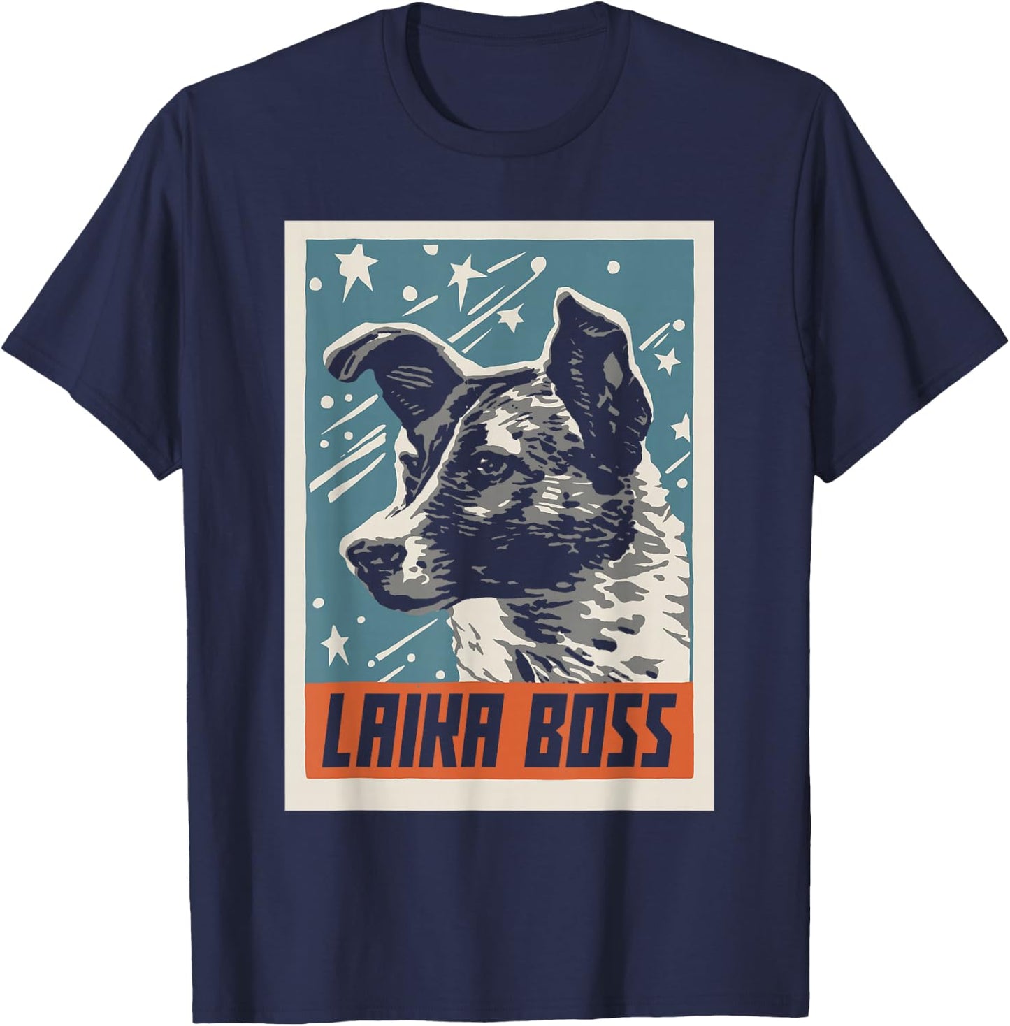 Laika Boss - USSR Soviet Space Dog T-Shirt - T-Shirt | Navy