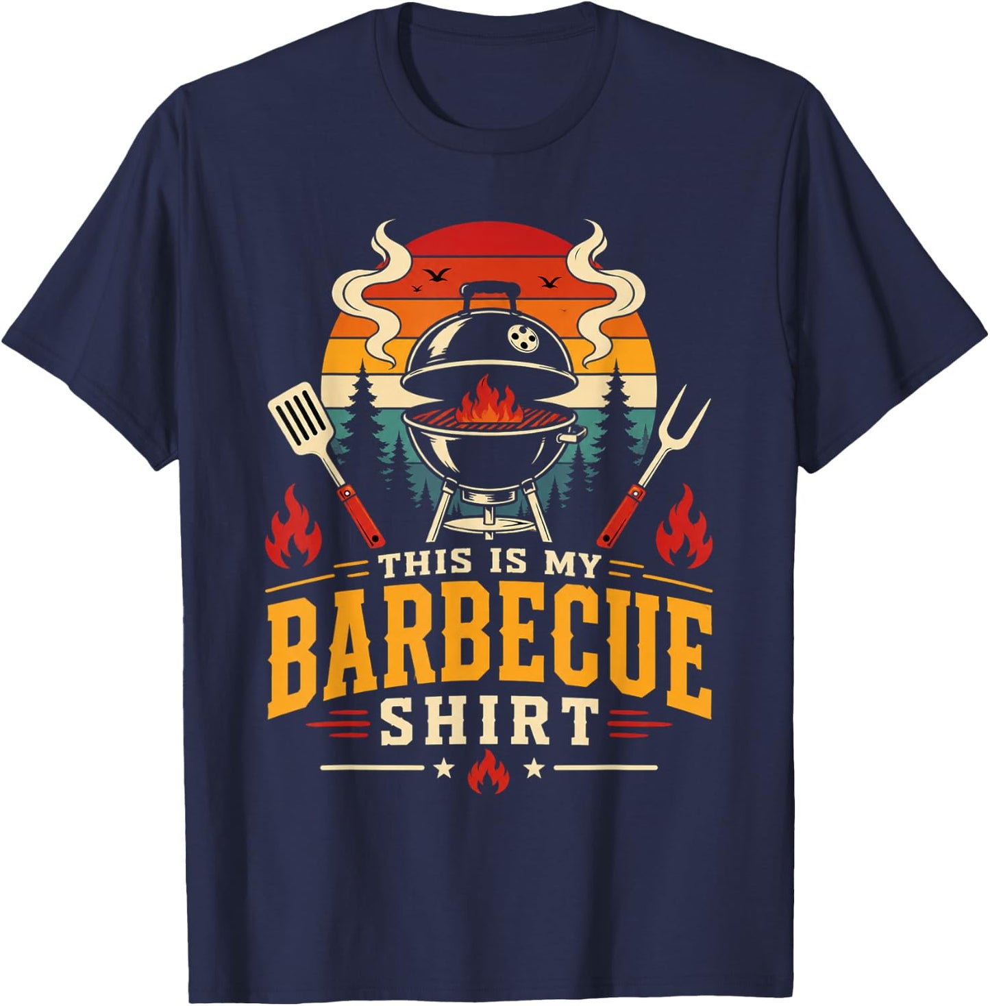 This is My Barbecue Shirt Vintage Charcoal Grill BBQ T-Shirt - T-Shirt | Navy