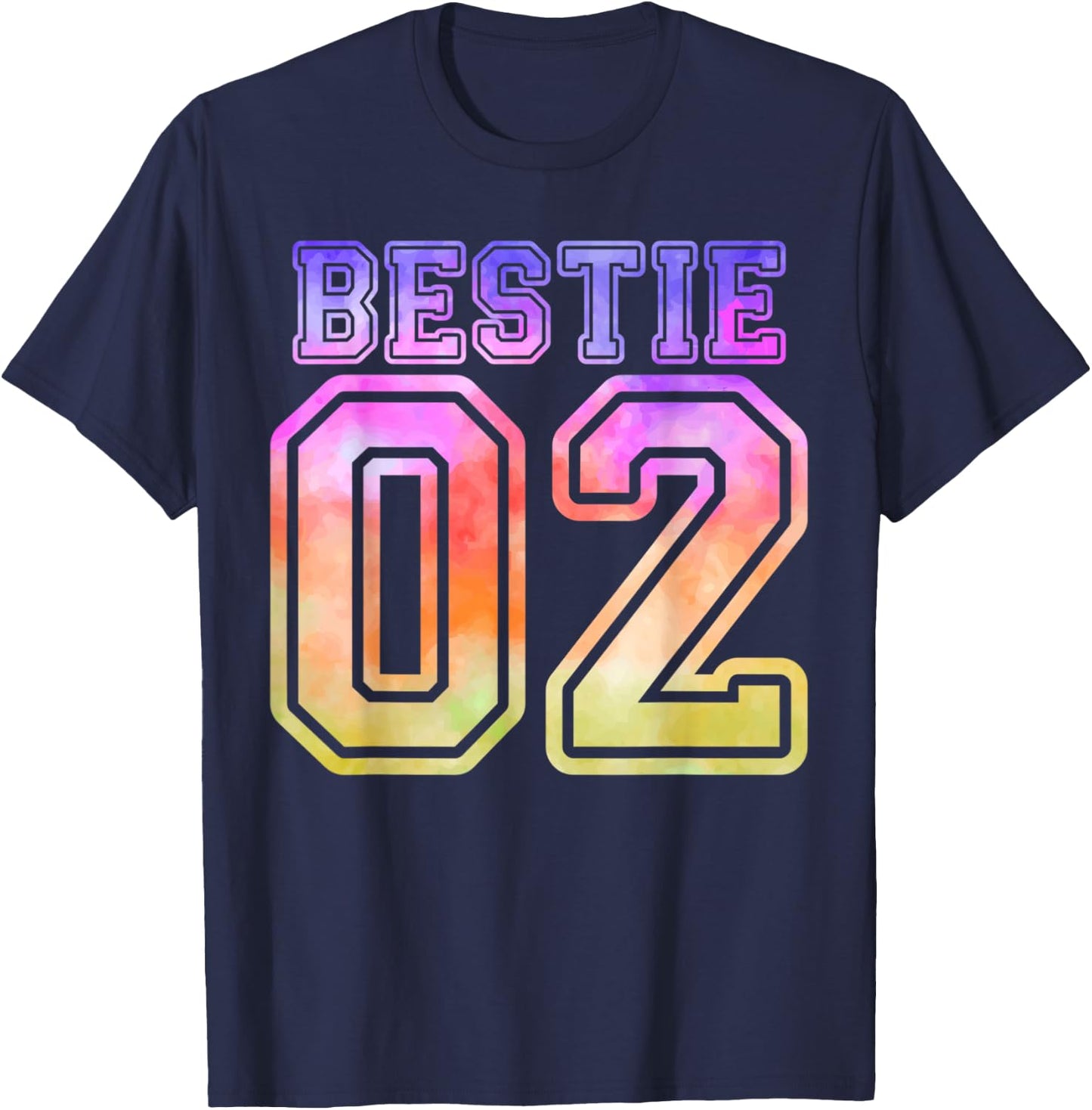 Funny BFF 02 Matching Best Friend Bestie Tie Dye T-Shirt - T-Shirt | Navy
