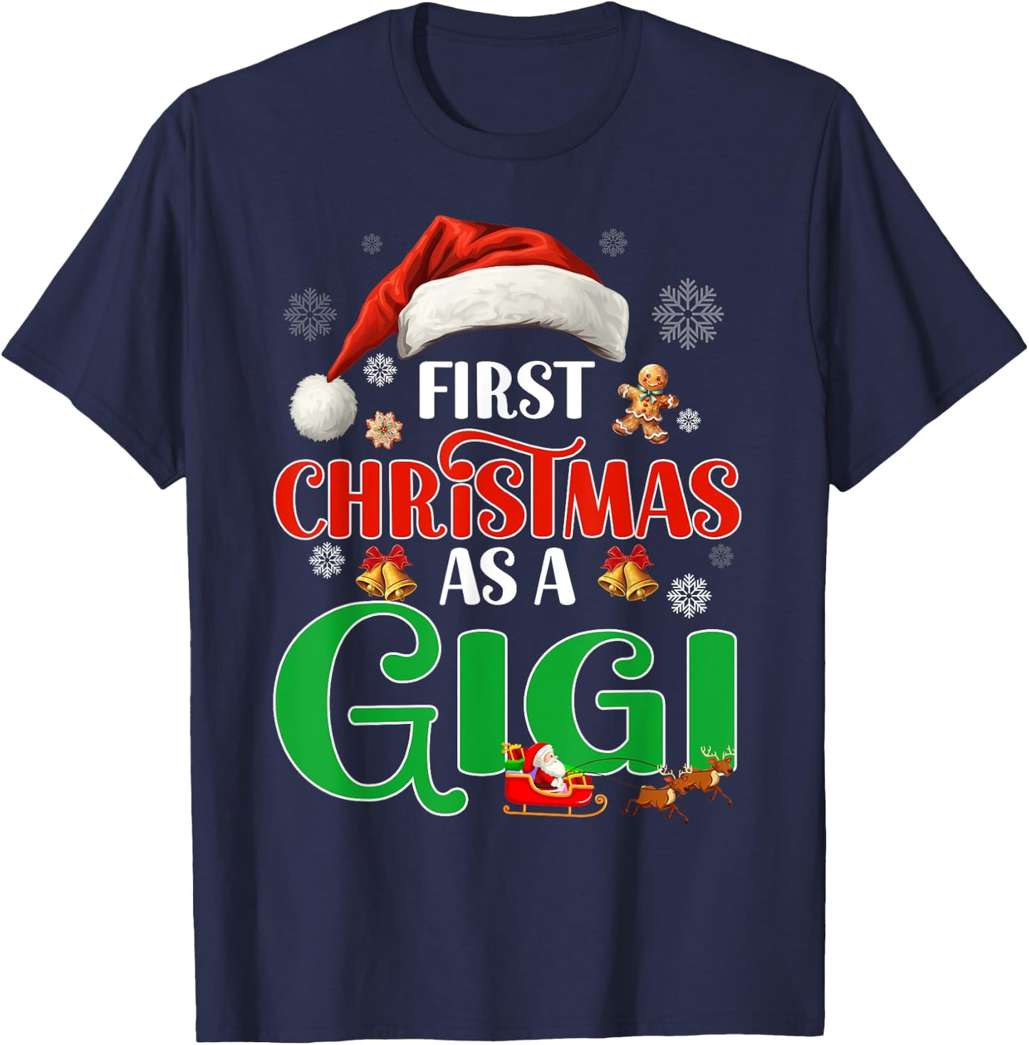 Funny Announcement First Christmas As A Gigi Matching Family T-Shirt - T-Shirt | Navy