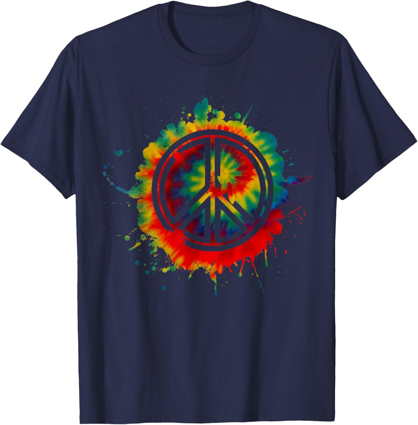 Retro Peace Love | Love 60's 70's Hippie Butterflies T-Shirt - T-Shirt | Navy
