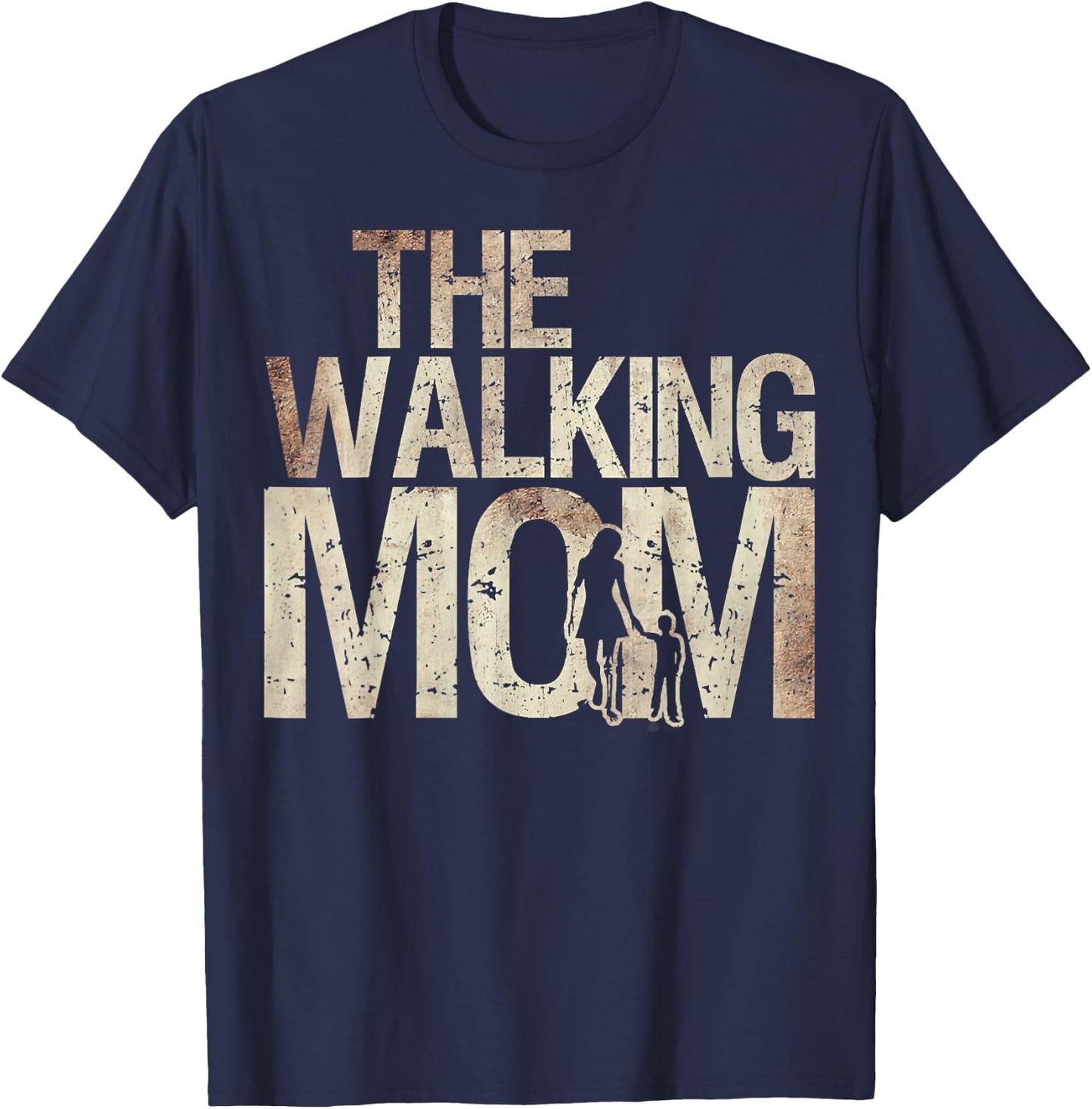 Walking Mom Zombie Woman And Kid Mother's Day T-Shirt - T-Shirt | Navy