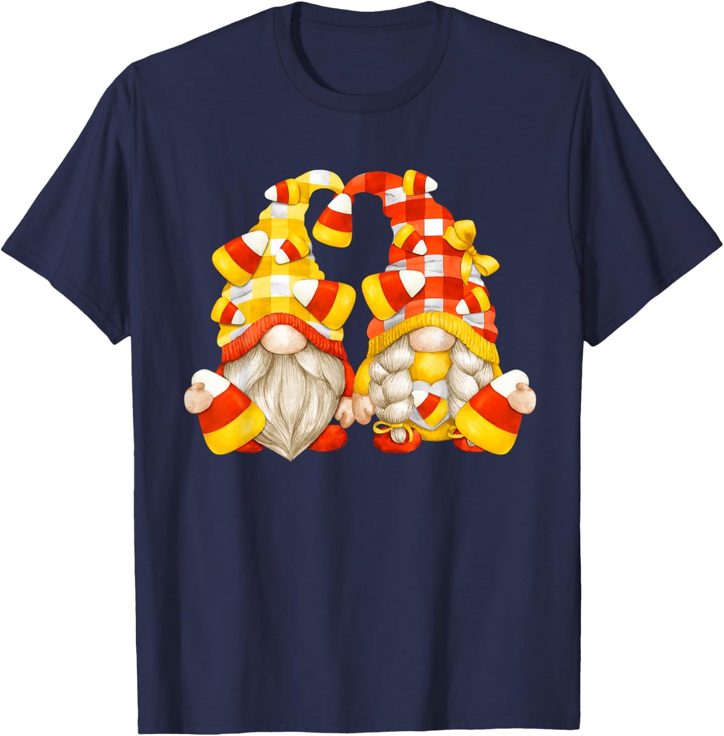 Funny Halloween Candy Corn Decor Cute Candycorn Gnomes T-Shirt - T-Shirt | Navy