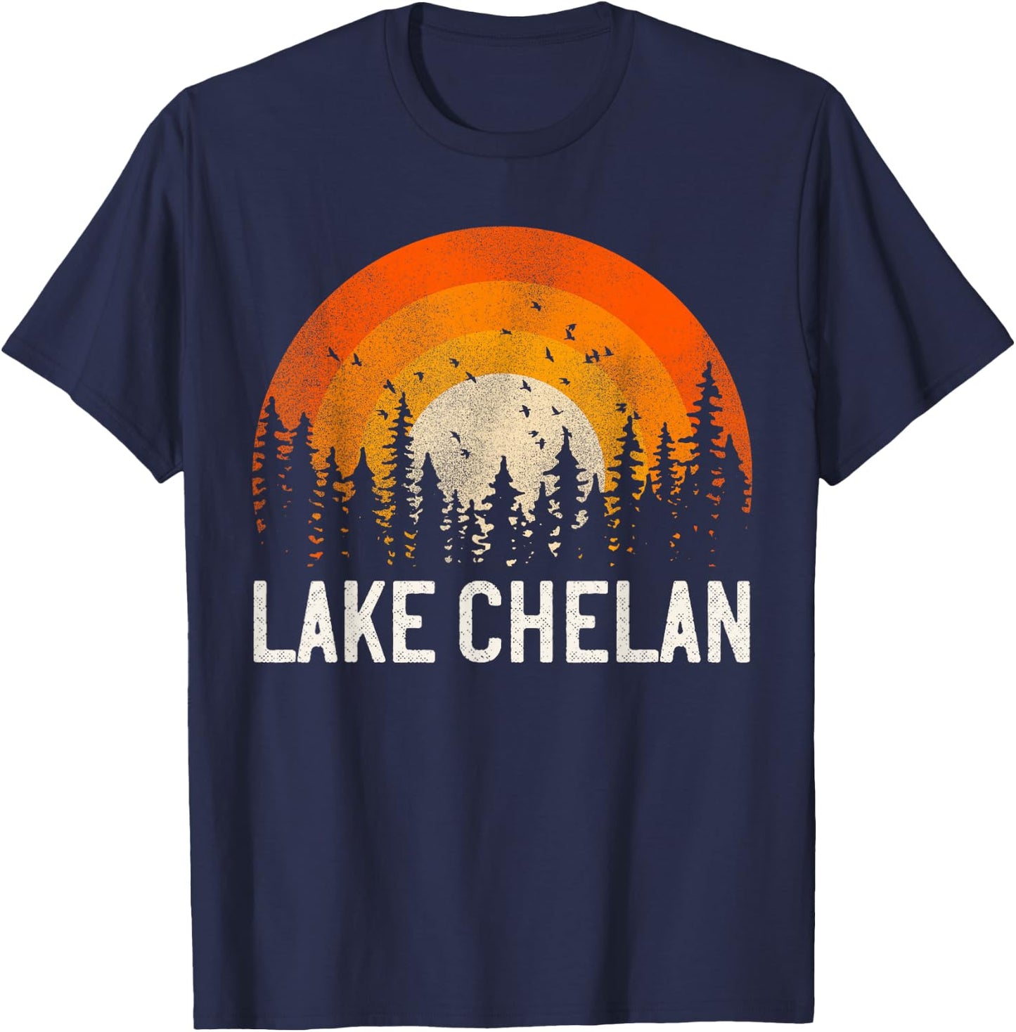 Lake Chelan - Vintage Men Women 70s 80s Graphic Cool Retro T-Shirt - T-Shirt | Navy