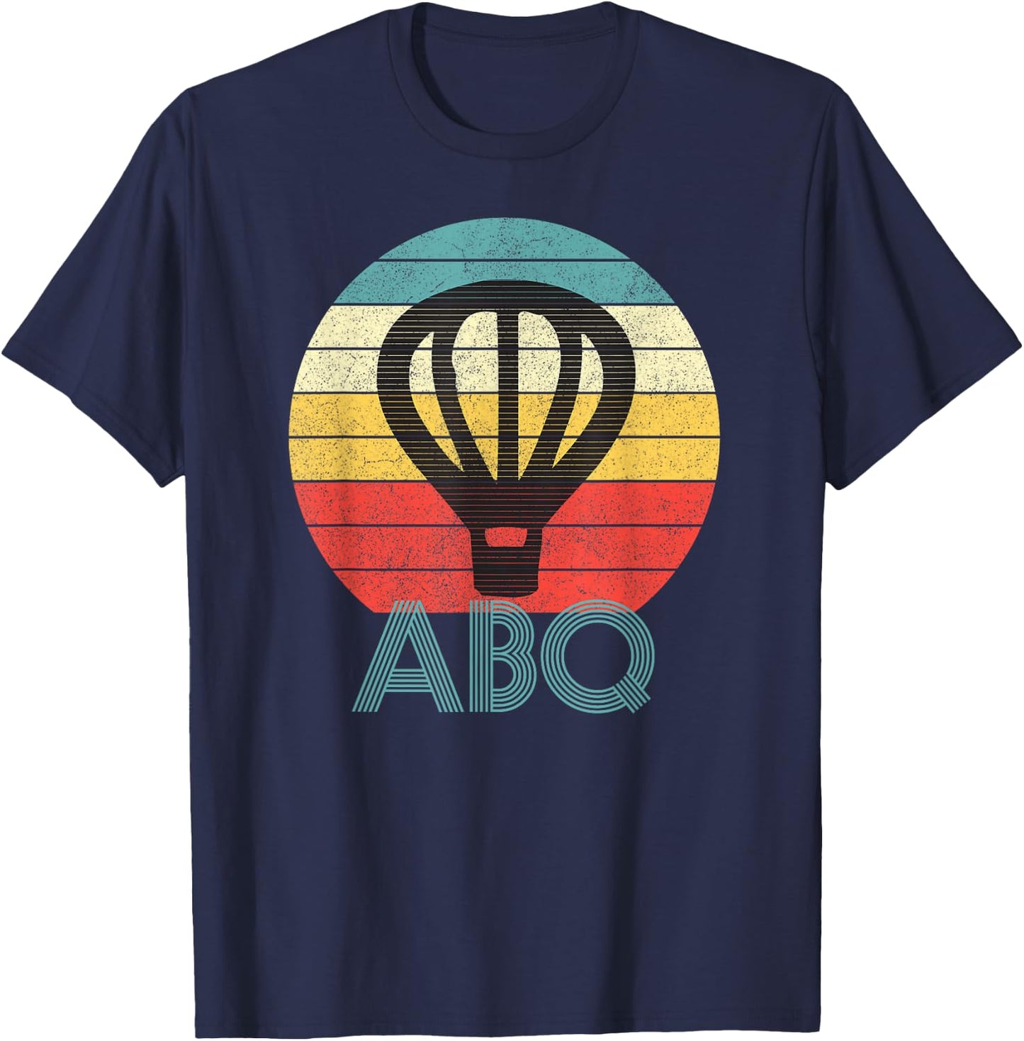 ABQ Hot Air Balloon New Mexico Retro Sunset Albuquerque T-Shirt - T-Shirt | Navy