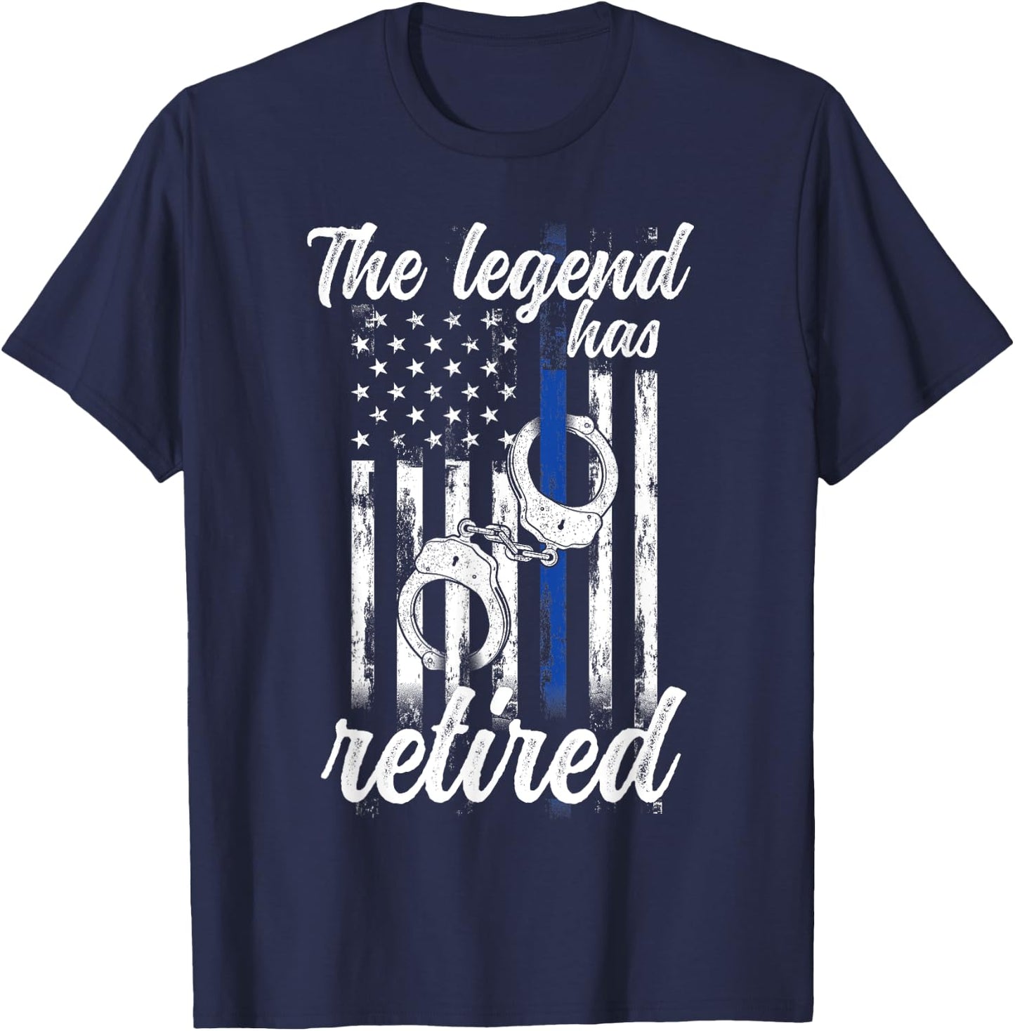 The Legend Has Retired Police Officer Retirement Vintage T-Shirt - T-Shirt | Navy