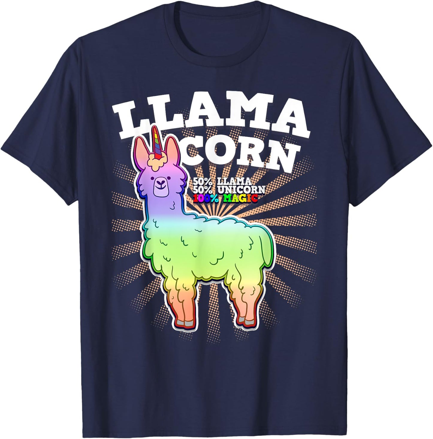 LlamaCorn 50% Llama 50% Unicorn 100% Magic Gift T-Shirt - T-Shirt | Navy