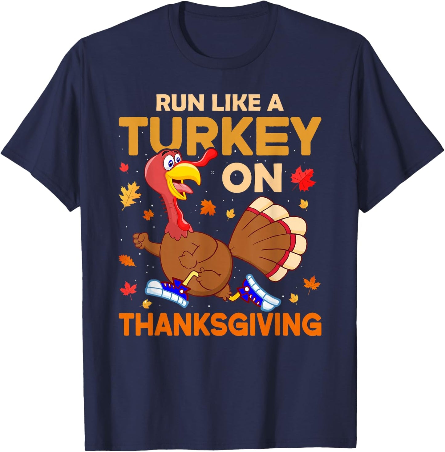 Funny Running Thanksgiving Turkey Runner Keep Fit Gym Lovers T-Shirt - T-Shirt | Navy