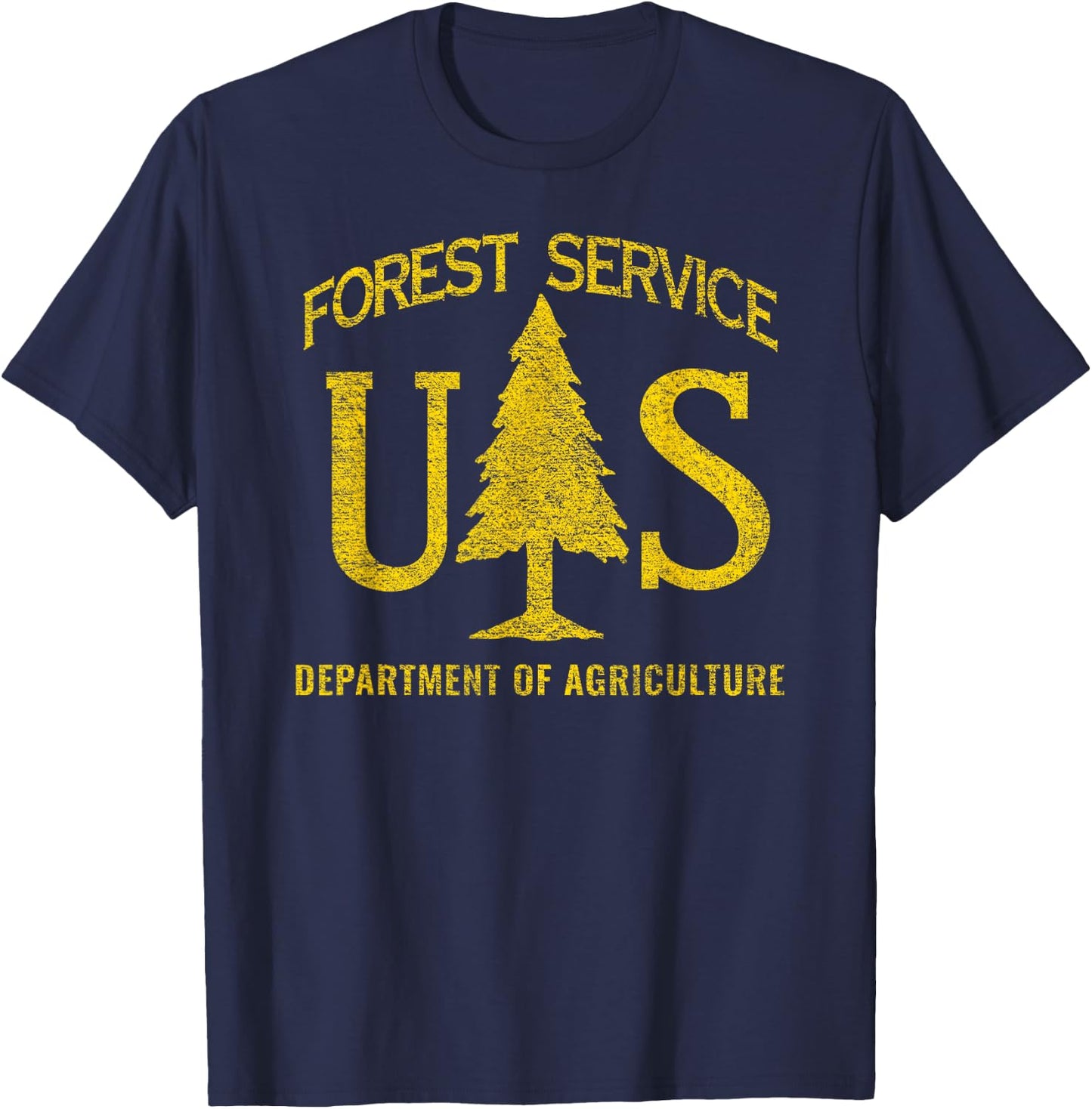 US Forest Service (Distressed Yellow) T-Shirt - T-Shirt | Navy