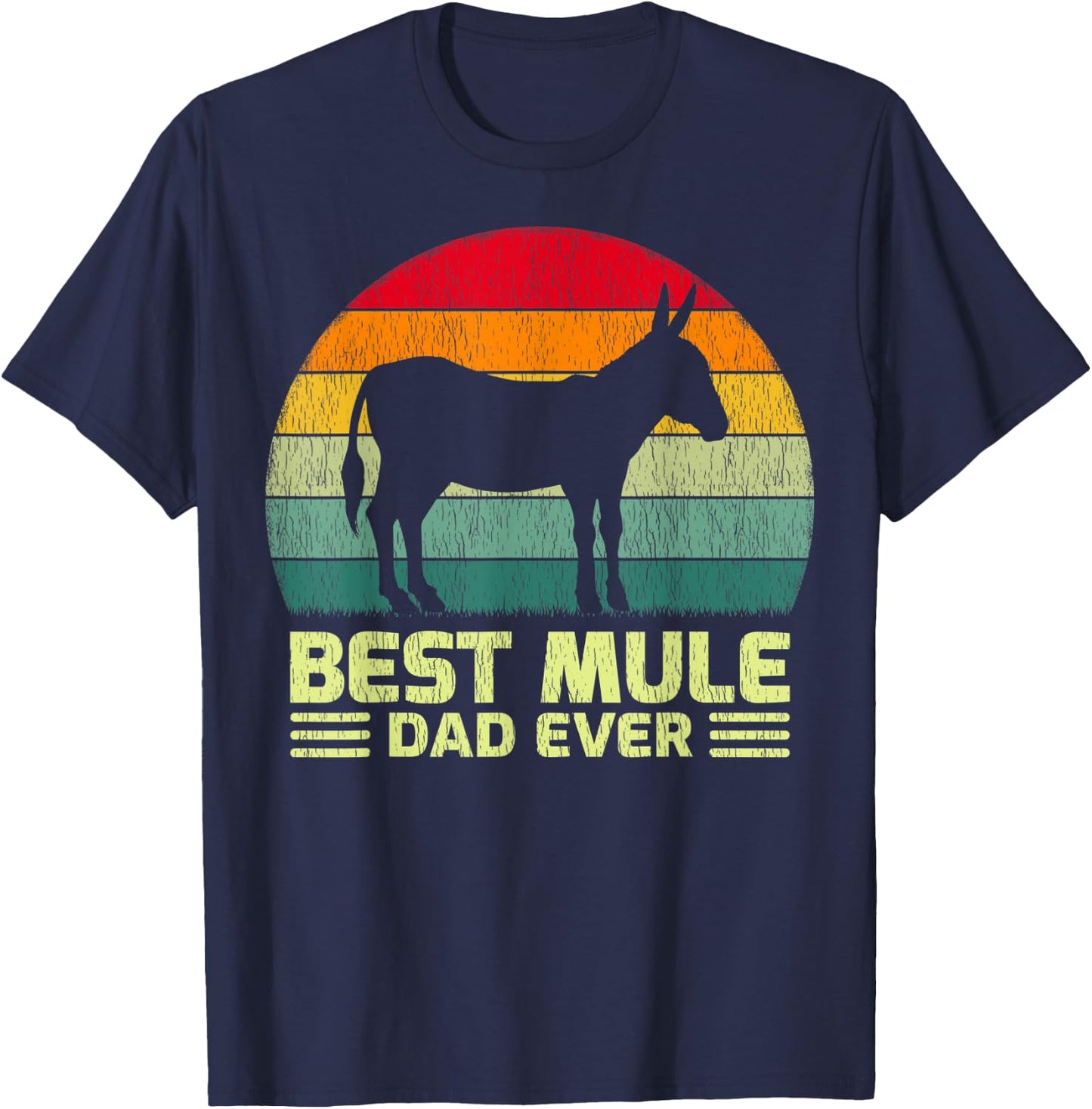 Funny Vintage Best Mule Dad Ever Father's Day T-Shirt - T-Shirt | Navy