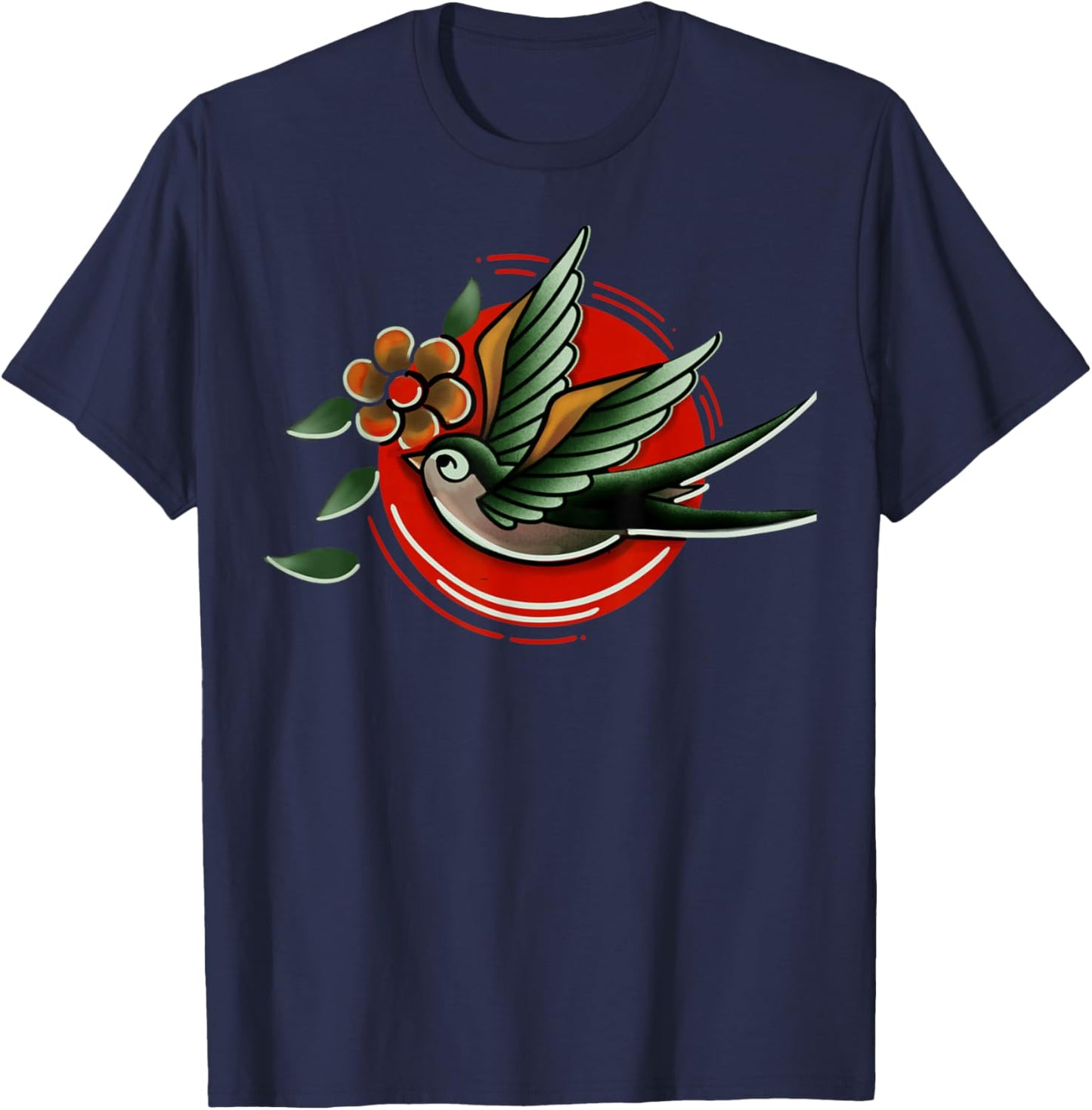 Traditional Swallow, American Old School Bird T-Shirt - T-Shirt | Navy