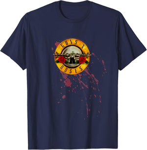 Guns N' Roses Official Splatter Bullet T-Shirt - T-Shirt | Navy