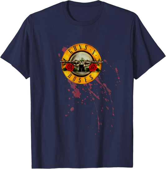 Guns N' Roses Official Splatter Bullet T-Shirt - T-Shirt | Navy